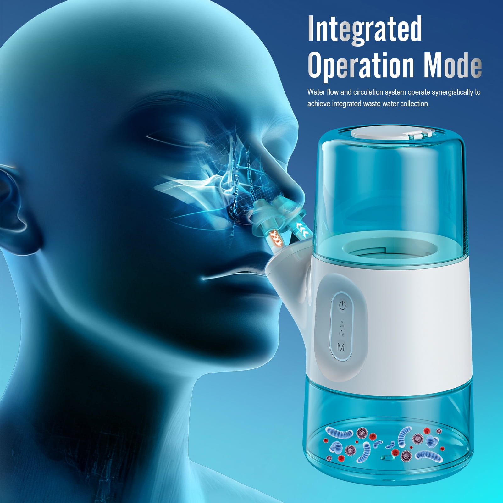 MAOEVER Nasal Irrigation System - Gentle Sinus Rinse for Nasal Congestion, Sinus Relief, Sensitive Nasal Mucosa & Dry, Irritated Noses- Dual Tank with 30 Salt Packets, Measuring Cup & 4 Tips (300mL)