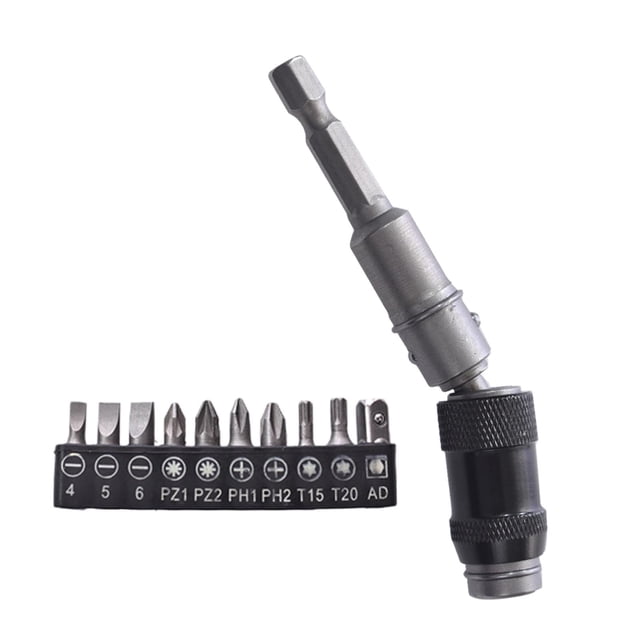 Punta de taladro de tornillo Porta puntas nte flexible ° Porta puntas de destornillador para puntos estrechos