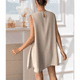 thumbnail image 5 of Vestido Tipo Chaleco Sin Mangas con Cuello Redondo en Color Liso, Color Albaricoque, Talla S, 5 of 6
