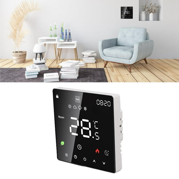 Smart Programmable Thermostat, Home Digital Thermostat with LCD Display, Energy Saving, Intelligent Temperature Control for Hydronic Boiler AC 90V-240V, Touchscreen
