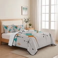thumbnail image 5 of Queen Quilt Set 90''x96'', Teal Orange Boho Lightweight Summer Bedspread Coverlet Set with 2 Pillow Shams, Middle Century Geometric Abstract Breathable All Season Quilt Bedding for Bedroom/Guest Room, 5 of 9