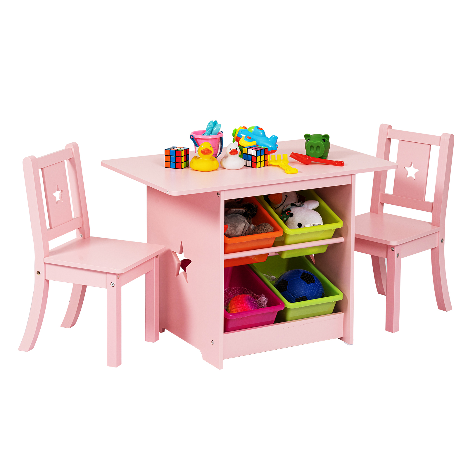 Lovin&Hugin Kids Table and Chair Set, Wooden Table Set for Kids with 4