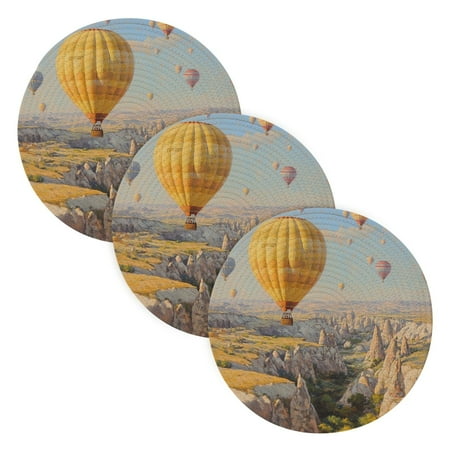 

BZSMCE Mats for Pots Pans Place Hot Air Balloon Simple Style Pattern Pot Mats