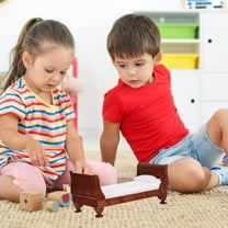 LULULION Bedroom Dollhouse Furniture Dolls Wooden Bed White 1Pack