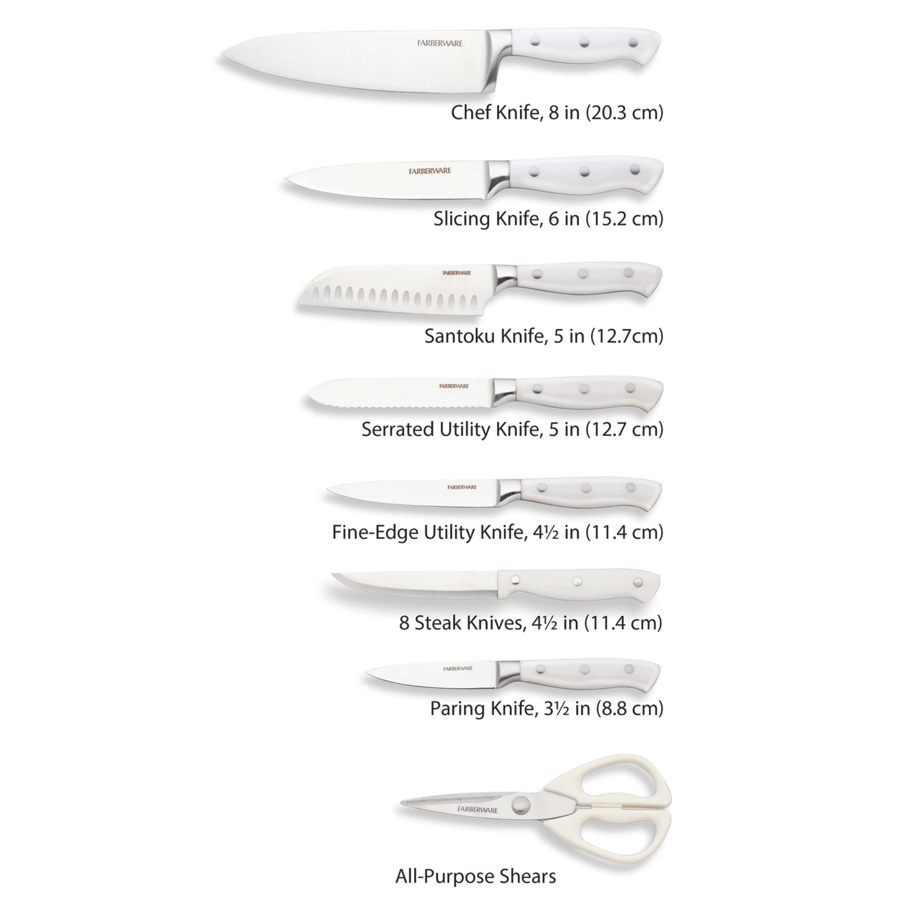 Fingerhut - Farberware EdgeKeeper Universal 16-Pc. Self-Sharpening Cutlery  Set - Black