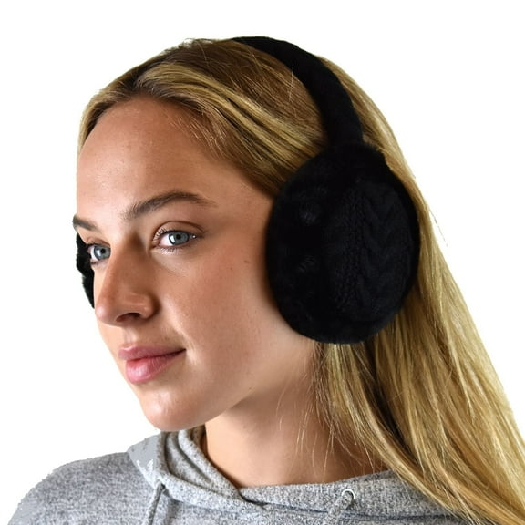 C.C Soft Winter Earmuffs for Women & Men Adjustable Ear Covers for Cold Weather, Black