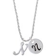 thumbnail image 1 of Delight Jewelry Silvertone Small Gelato Script Initial - N - Silvertone Script Initial Disc - N - Charm Necklace, 20"+3", 1 of 4