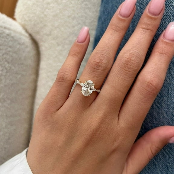 SOLITAIRE JEWELS 2.5Ct Oval Moissanite Solitaire Marquise Band Engagement Ring For Gift Solid 10K Yellow Gold