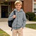 thumbnail image 5 of Kezqiaxn Boys Hoodies Size 4-15 Long Sleeve Zip Up Hoodie Fall Winter Fleece Keep Warm Sweatshirt with Pockets Teen Boy Clothes, 5 of 10