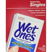 wet ones singles antibacterial cleansing wipes, fresh scent, 144 count