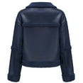 thumbnail image 3 of Women Cropped Sherpa Moto Jacket Lapel Faux Leather Coat Fleece Lining Aviator Bomber Jacket Leather Jacket Women Zip Up Faux Leather Jacket Y2k Jacket, 3 of 5