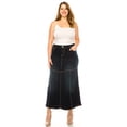 thumbnail image 2 of Be-Girl Women's Plus Long Denim Skirt, A-Line Maxi Length, Contrast Stitching - SG-87984, 2 of 5