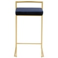 thumbnail image 6 of Fuji Contemporary-Glam Stackable Counter Stool In Gold With Blue Velvet Cushion - Set Of 2, 6 of 7