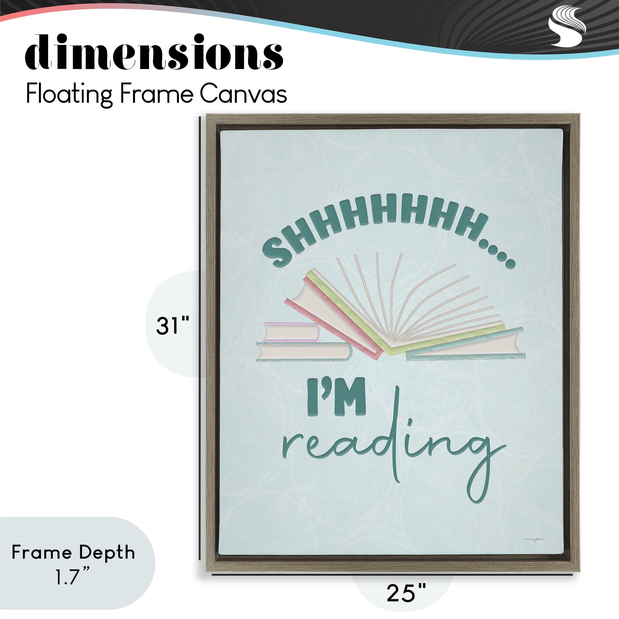 Stupell Industries Shhh I'm Reading Brown Framed Floater Canvas Wall Art, design by Seven Trees Design