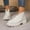 #058-White, variant on Women's Fashion Casual Slip-On Ankle Boots - Glossy Chunky Heel Slip-Resistant Wide Width Shoes for Stylish Comfort