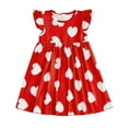 thumbnail image 4 of Toddler Girl Dress Valentine's Day Heart Print Sleeveless Sun Dress Round Neck Soft Casual for Girls Red 12 Months-18 Months, 4 of 4