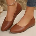 thumbnail image 6 of Xfvqtps Womens Fashion Flats with Low Wedge Heel Soft Faux Leather Upper Comfortable Casual Shoes for Women Pointed Toe Flats Brown, 6 of 8