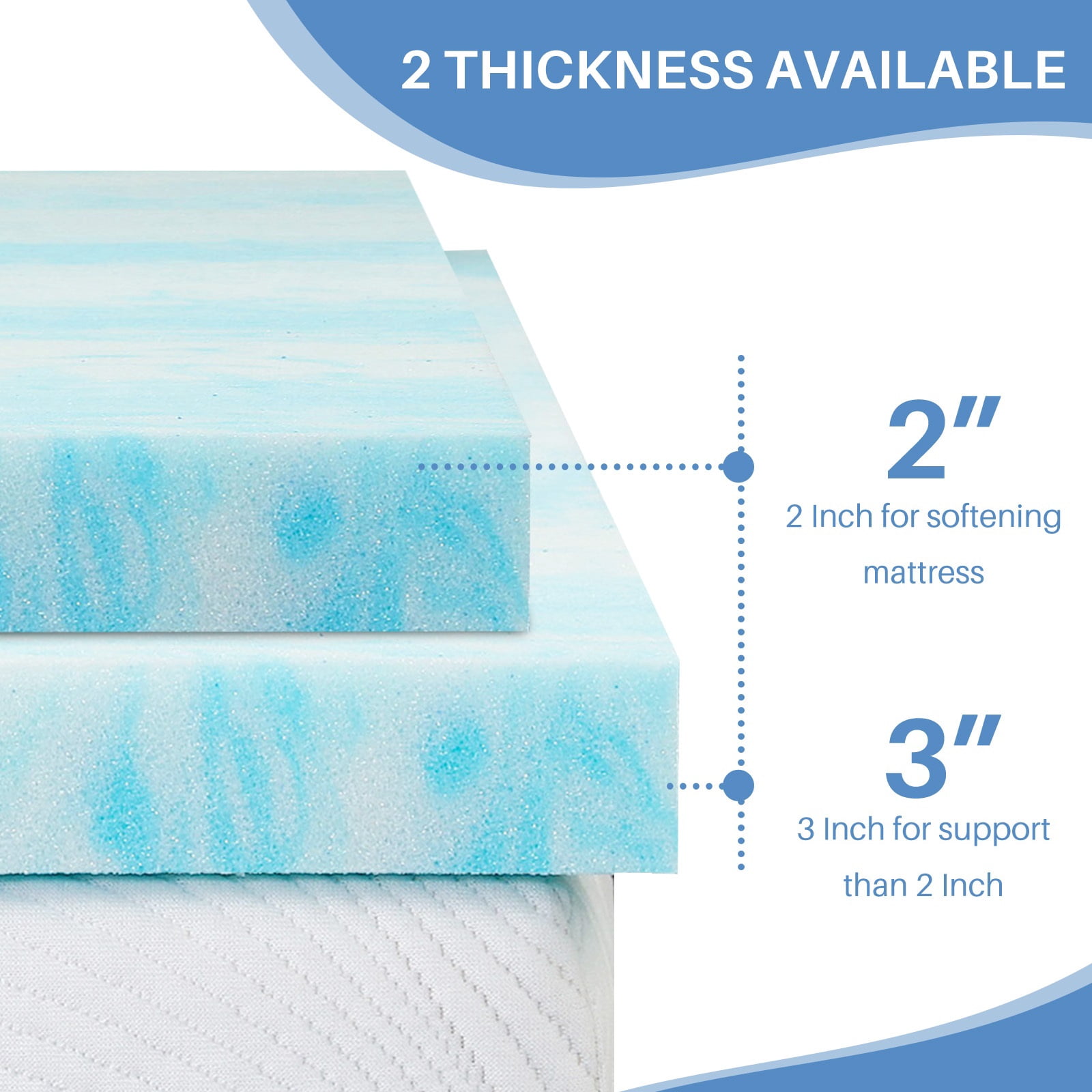 3 inch Gel Memory Foam Mattress Topper Twin- CertiPUR-US Certified Cooling Layer for Enhanced Comfort
