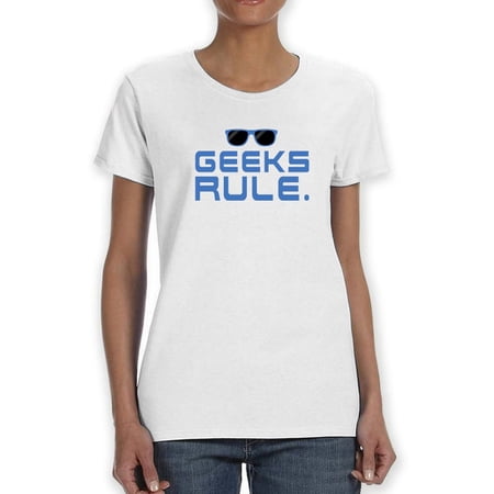 Geek Rule Women White T-Shirt Female Large