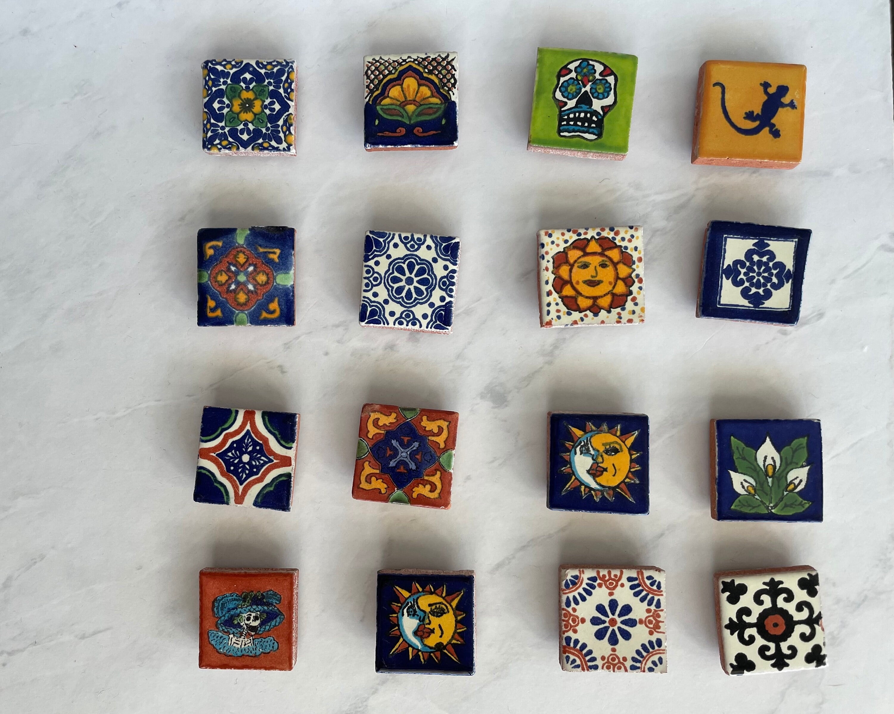 5 Pack - Mexican Tile Magnets | Fridge Magnets | Hand Painted Fridge Pottery | Talavera Ceramic