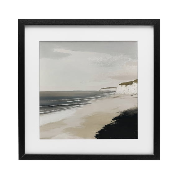 Stupell Industries Soft Sands Seascape Black Framed Print Under Glass design by Mona Grace, 13 x 13