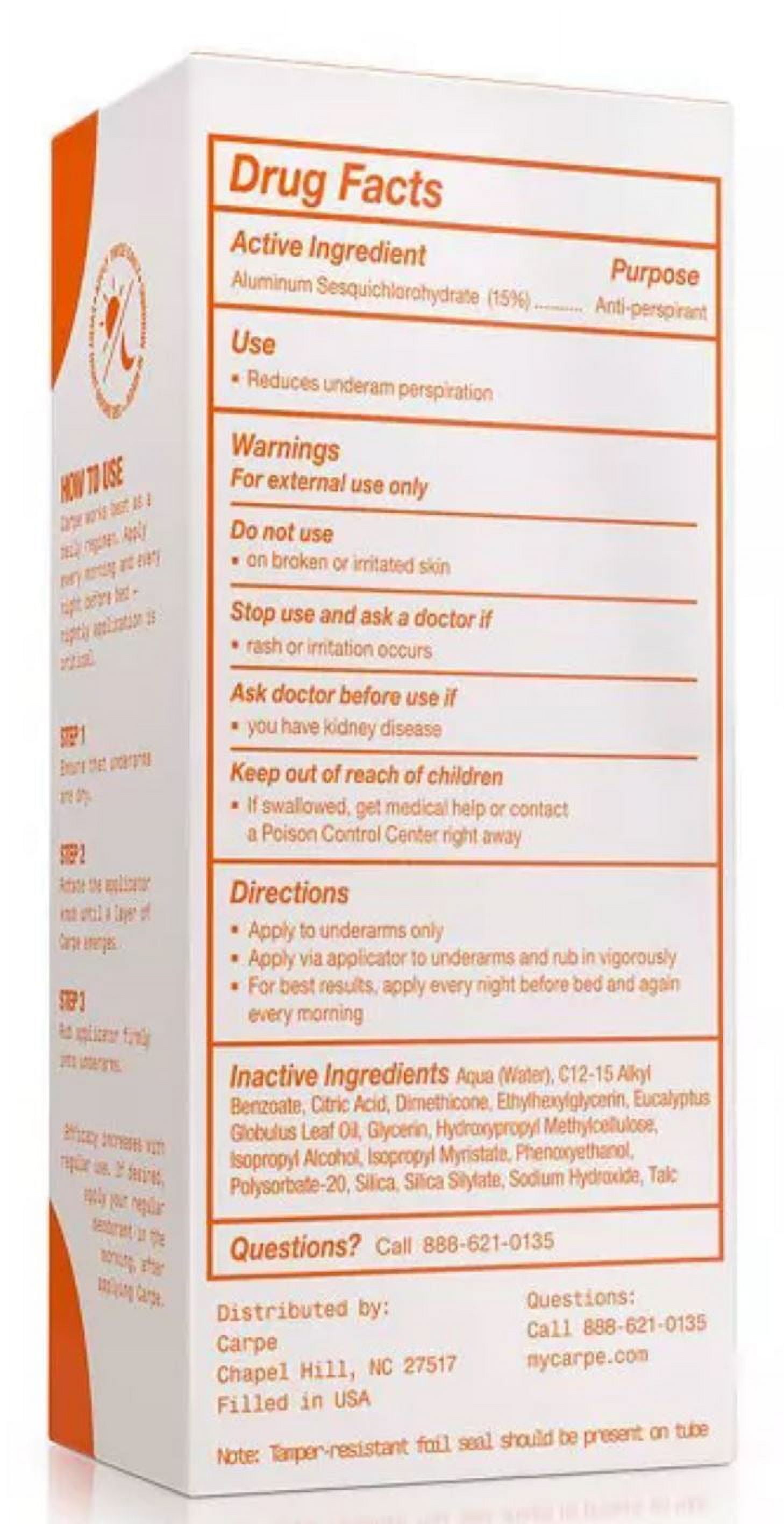 Carpe Underarm Antiperspirant and Deodorant for Women and Men, Original Eucalyptus, 1.69 fl oz