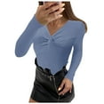 thumbnail image 1 of Suéter de mujer con cuello en V de manga larga de punto suéter camisa de fondo Tops blusa Odeerbi ODB-2, 1 of 8