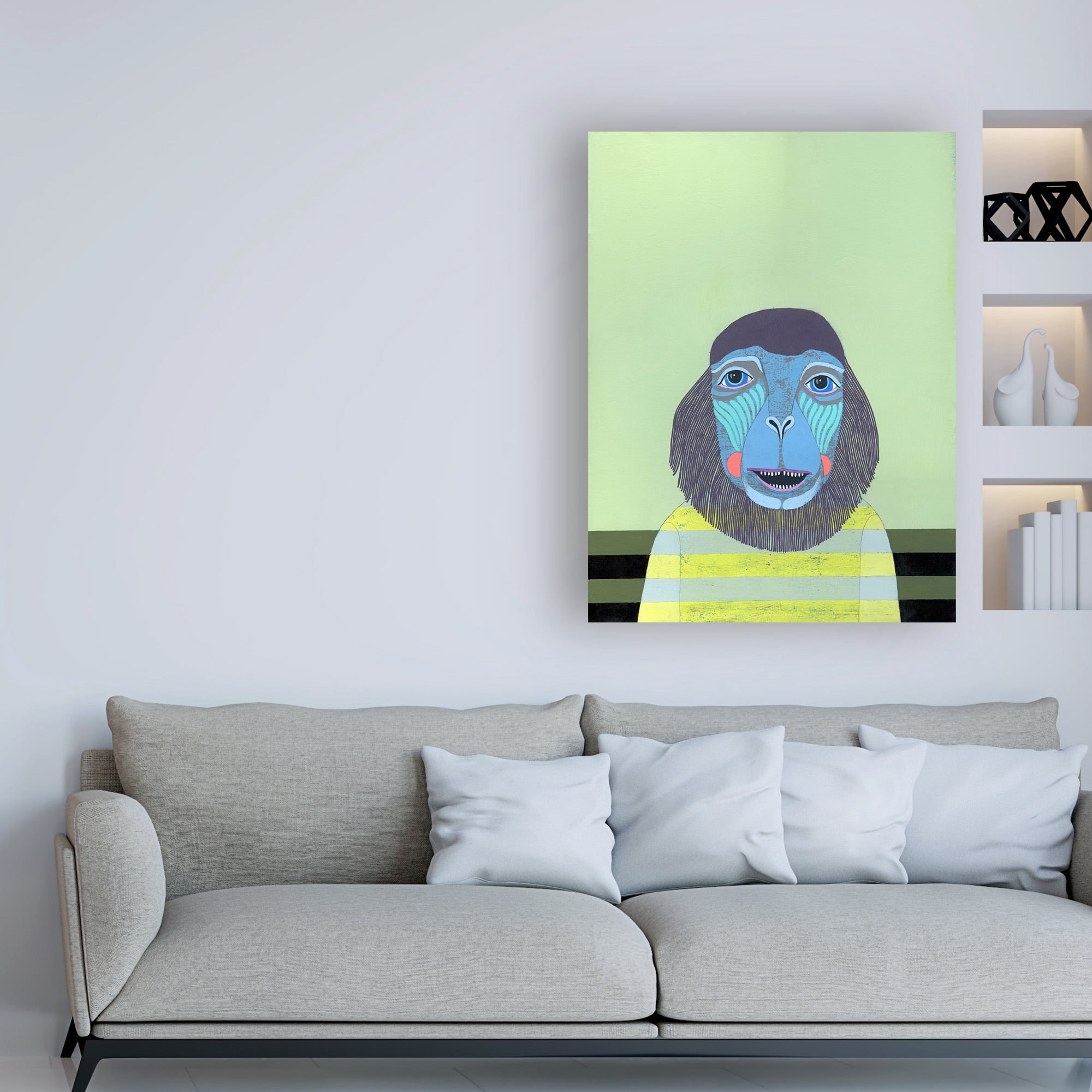 Trademark Fine Art 'Monkey Blue' Canvas Art by Jennifer Davi