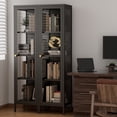 thumbnail image 6 of Display Cabinet with Glass Doors, 4-Tier Storage Shelves with 3-Side Tempered Glass, 3 Adjustable Shelves Collectibles Toys Organizers Rack, Display Shelf & Bookshelf, Black, 6 of 10