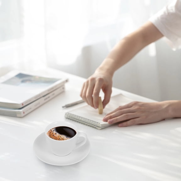 Plain White Coffee Afternoon Tea Cups Espresso Ceramic Elegant Serving