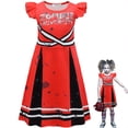 thumbnail image 2 of Kids Girls Halloween Skull Cheer Leader Costume Flutter Sleeve Dance Dress Rooter Team Uniform, 2 of 6