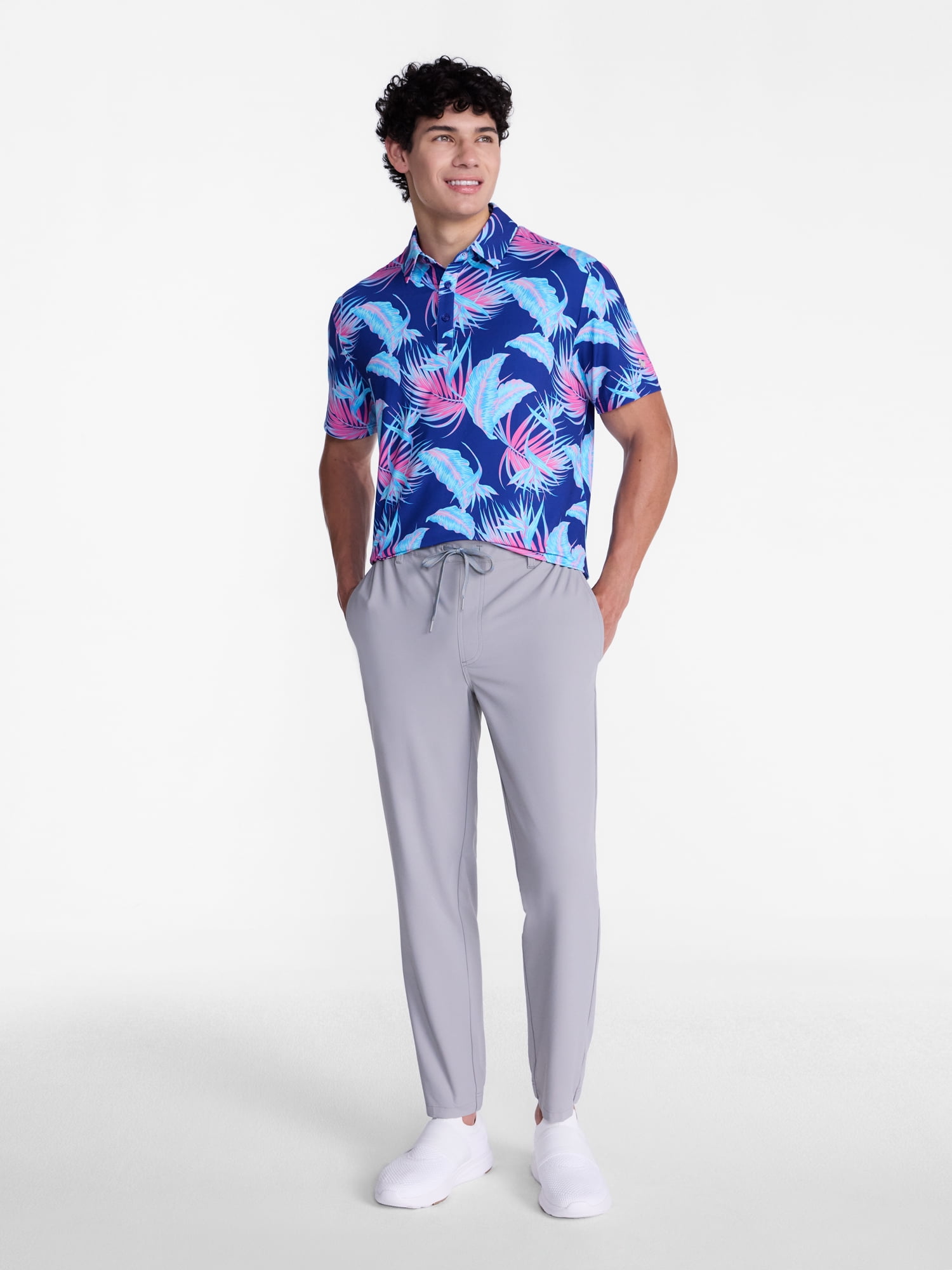 Birdie Bound Men's and Big Men's Vibrant Vines Golf Polo Shirt, Sizes XS-4XLT