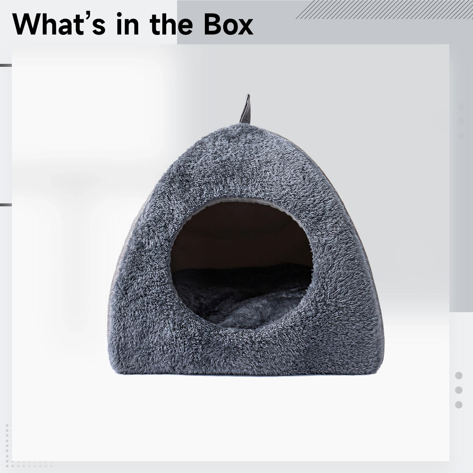 Cat Cave Bed with Sponge Material, Covered Cat Bed for Small Pets, Enclosed Triangular Design, Cozy Plush with Suede Handle, Ideal for Indoor and Outdoor Use