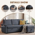 thumbnail image 3 of Pingliang Home Pull Out Sleeper Sectional Sofa Bed with Storage Chaise, Convertible L Shaped Couch with Side Pockets,Modern Linen Reversible Sofa Couch for Living Room Apartment Office Studio, 3 of 8