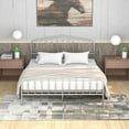 thumbnail image 2 of Costway Queen Size Metal Bed Frame Steel Slat Platform Headboard Footboard Bedroom Sliver, 2 of 6