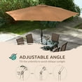 thumbnail image 4 of Outsunny 8 Piece Patio Furniture Set with Umbrella, Outdoor Dining Table and Chairs, 6 Chairs, Push Button Tilt and Crank Parasol, Glass Top, Brown, 4 of 9