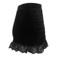thumbnail image 6 of PIMSSY Women Shorts Gothic Velvet High Waist Shorts Lace Trim And Smocked Detail Dark Casual Bottoms Trendy Solid Color Bottoms, 6 of 7