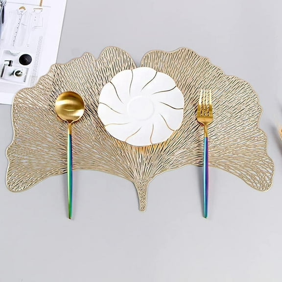 EONQY 4 PackLeaf Shaped Placemats PVC Placemats Hollow Dining Table Place Mats Heat Resistant Non-slip Dining Placemats Table Mats