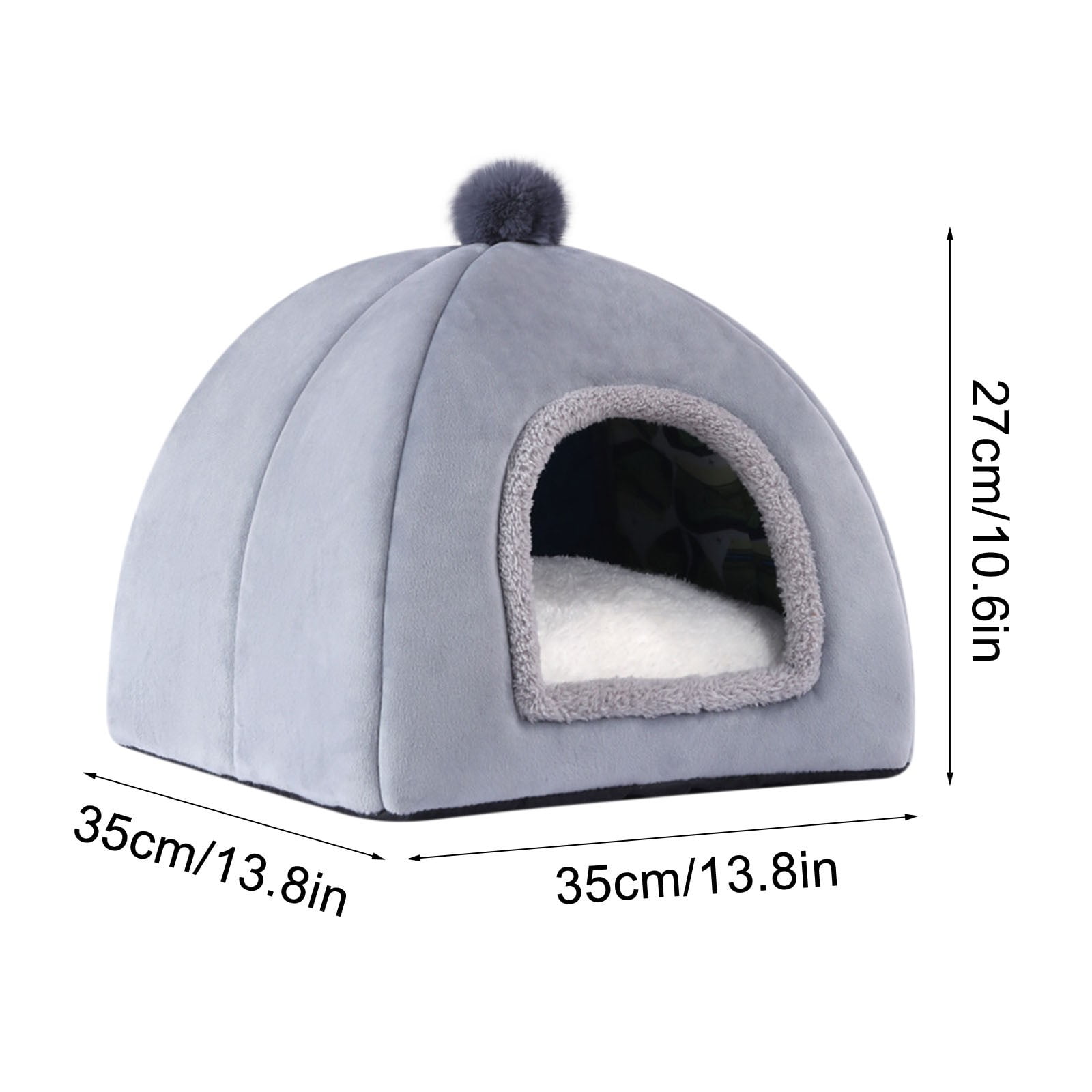 LSLJS Cat Bed Pet Beds for Cats Universal Pet Tent Thickened Cozy Cat Cave Beds for Indoor Cats Warm Pet Home Pet Bed Sleeping Cushion Cotton Pet Sofa Gray 10.6"H Machine Washable on Clearance