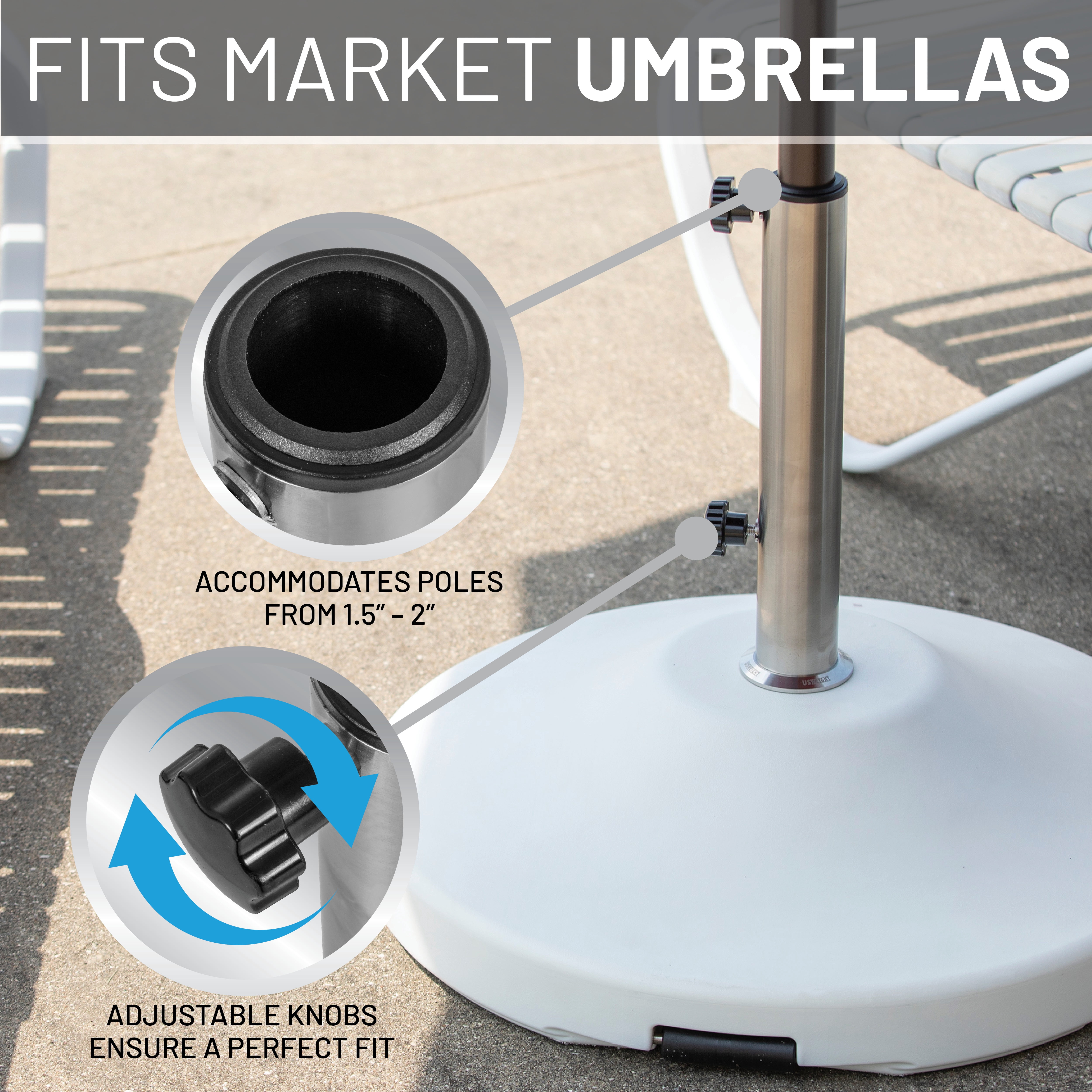 US Weight Fillable Heavy Duty Free Standing Umbrella Base - White