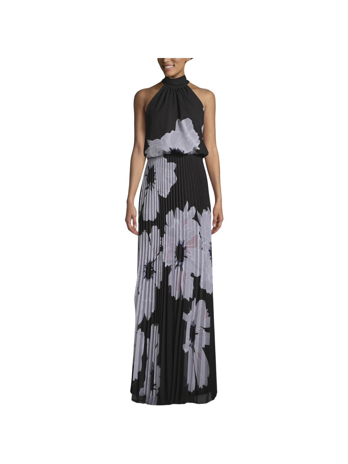 Womens Mock Neck Floral Formal Dress 