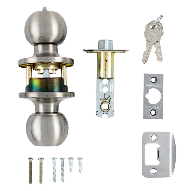 Brinks Keyed Entry Classic Ball Style Doorknob, Satin Nickel