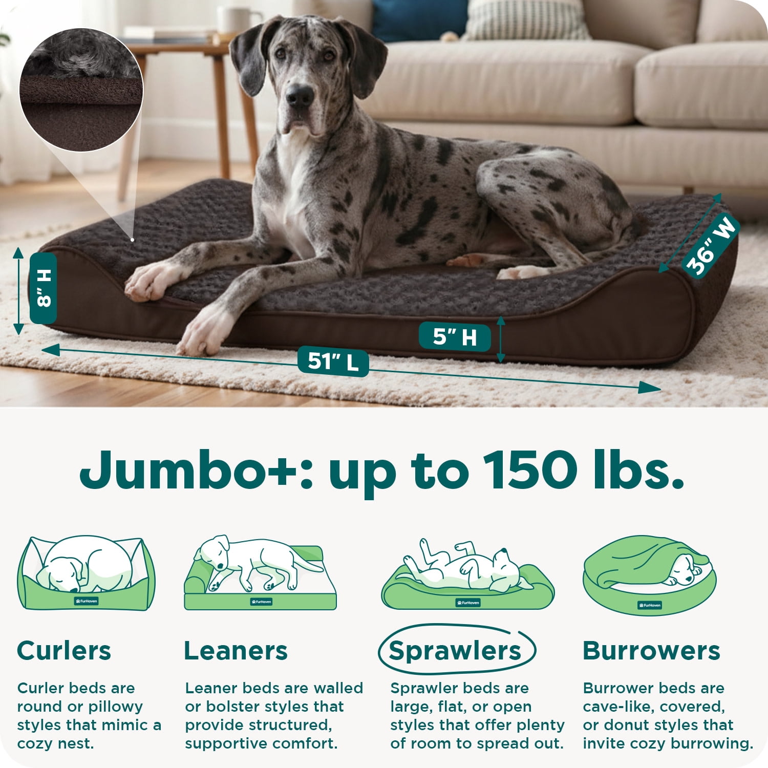 FurHaven | Orthopedic Ultra Plush Luxe Lounger Pet Bed for Dogs & Cats, Chocolate, Jumbo Plus