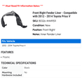 thumbnail image 2 of Front Right Fender Liner - Compatible with 2012 - 2014 Toyota Prius V 2013, 2 of 2