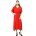 thumbnail image 1 of Bimba Robe Kaftan Longue en Rayonne pour Femme avec Pompon, Designer Chic, Maxi Caftan, 1 of 9