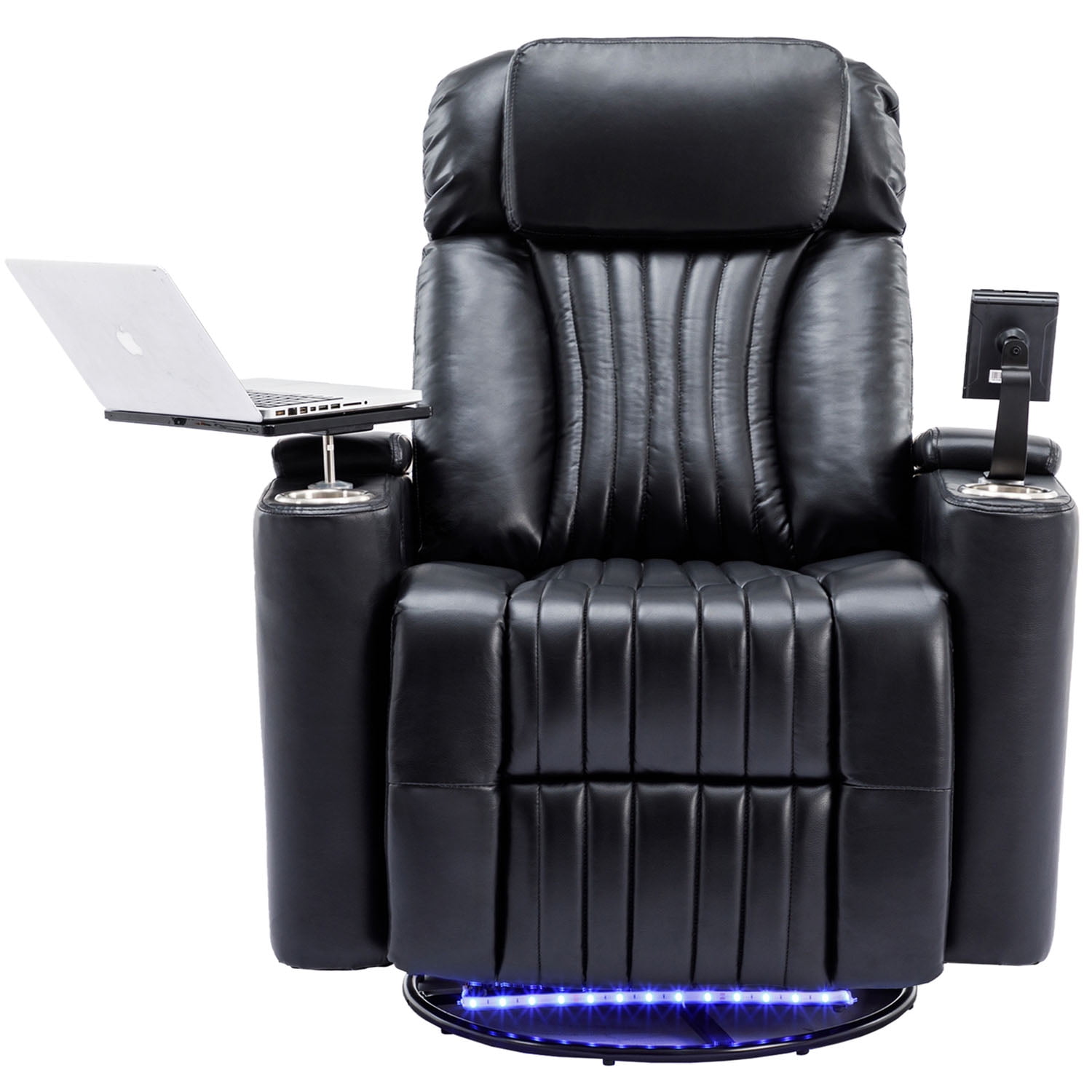 Kepooman Power Recliner, Leather Power Recliner with Concealed Arm Storage with Comfort Backrest, LED Lights, Cup Holder, 271° Swivel Home Theater Recliner, Beige Kepooman Power Recliner, Leather Power Recliner with Concealed Arm Storage with Comfort Backrest, LED Lights, Cup Holder, 271° Swivel Home Theater Recliner, Beige