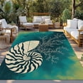 thumbnail image 2 of Vintage Teal Blue Conch Outdoor Rug 3x5 Ft - Reversible Patio Rug Outdoor Camping Rugs, Modern Art Geometric Nautical Coastal Indoor Outdoor Area Rugs, Non-Slip Outdoor Carpet Runner for Deck/Porch, 2 of 8