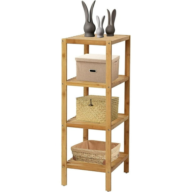 Kinbor Bamboo Bathroom Shelf, Bathroom Storage Shelf Freestanding, 4