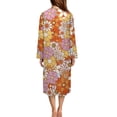 thumbnail image 3 of FKELYI Hippie Daisy Flower Print Zipper Front Nightgown Women Sleepwear Dress with 2 Pockets Comfy Housecoat Breathable Lounge Wear Fall Winter Long Sleeve Nightwear, 3XL, 3 of 6