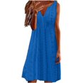 thumbnail image 1 of Ruimatai Robe Courte d'Été Sans Manches pour Femme, Décontractée, Couleur Unie, Col en V, Fluide, Robe Courte, Robe de Plage pour Fête, 1 of 6